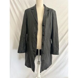 Carol Evans Jacket Womens Size Large Black Mid Length Genuine Leather Trendy